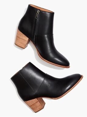 Madewell - The Rosie Ankle Boot in Leather - Black Size 8 1/2